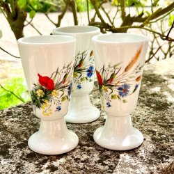 Mazagran - fransk kaffekop m/vilde blomster