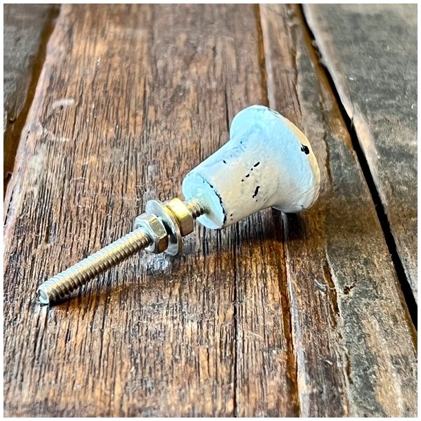 Mbelknop - hvidmalet jern, blomst 