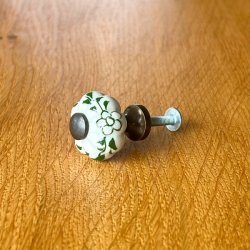 Mbelknop - lille porceln med antik top/sokkel