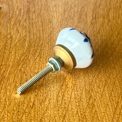 Mbelknop - porceln m/blt mnster og slv/guld 