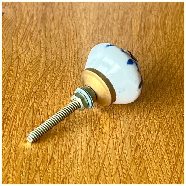 Mbelknop - porceln m/blt mnster og slv/guld 