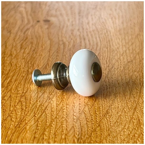 Mbelknop - lille porceln, hvid 