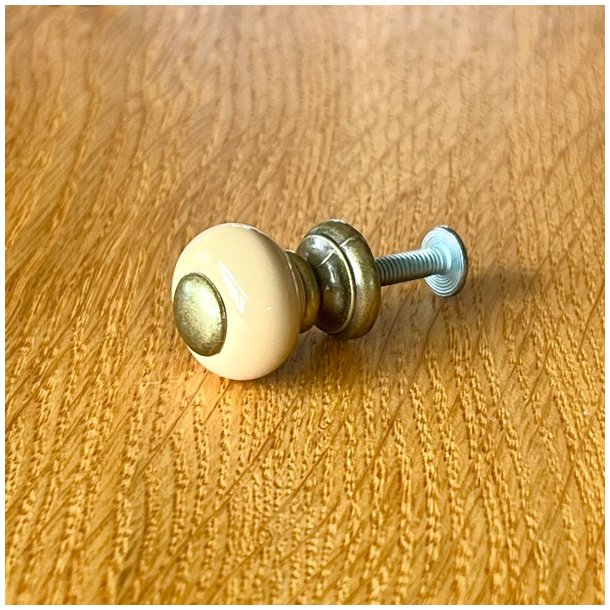 Mbelknop - lille porceln, beige 