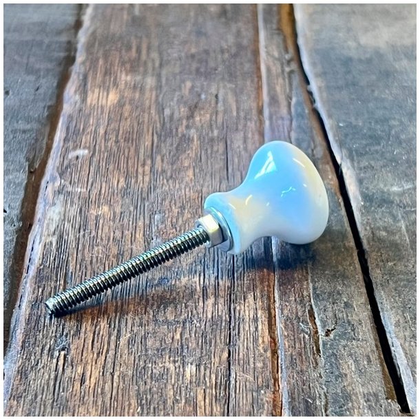 Mbelknop - enkel, hvid m/slvskrue