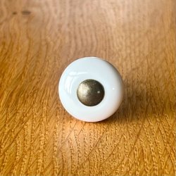 Mbelknop - lille porceln, hvid 
