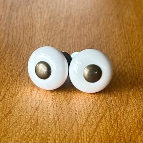 Mbelknop - lille porceln, hvid 