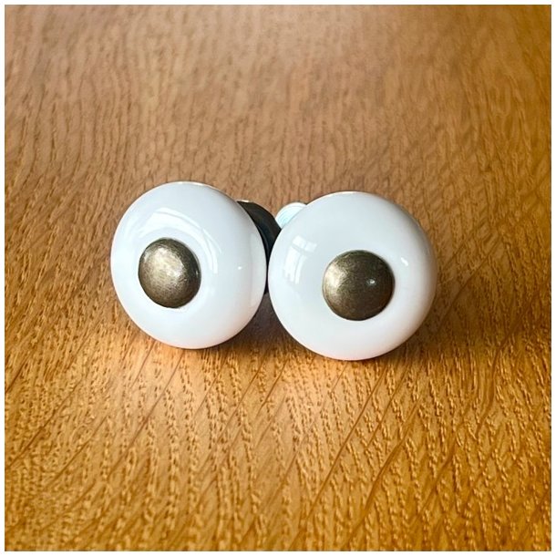 Mbelknop - lille porceln, hvid 