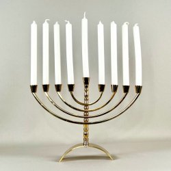 Lille forgyldt Menorah - 9-armet lysestage