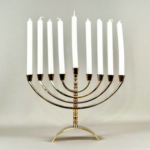 Lille forgyldt Menorah - 9-armet lysestage