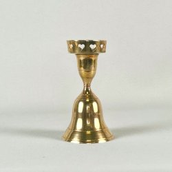 Messing lysestage - klokke m/hjerter