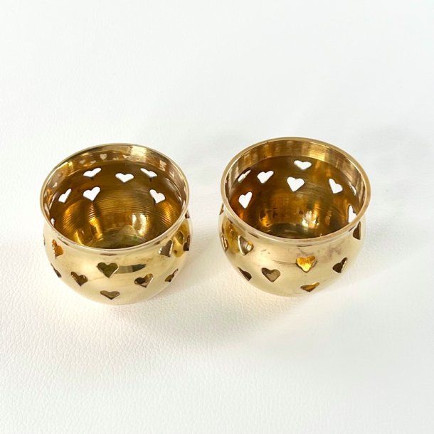 Fyrfadsstager i messing (s�t a' 2 stk samlet) - runde med kant