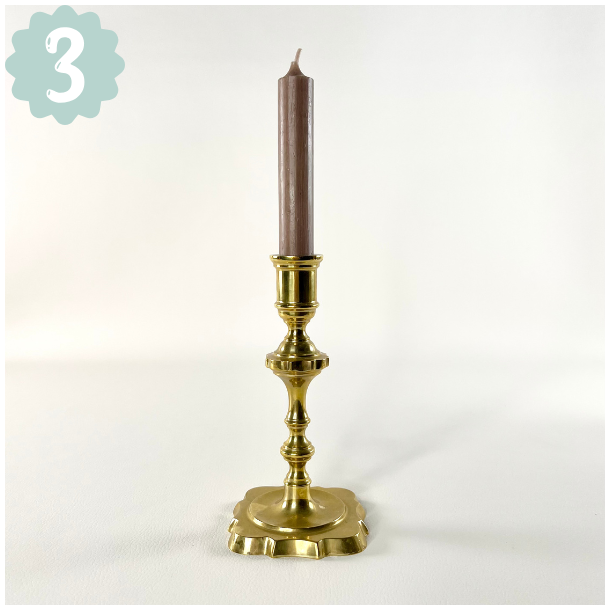 Messing lysestager - assorterede m/patina 