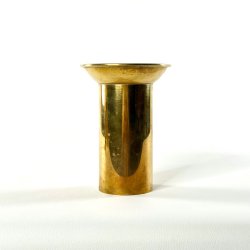 Messing lysestage til bloklys - kraftig bund, H14 cm