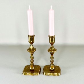 Messing lysestagepar - vintage, patineret