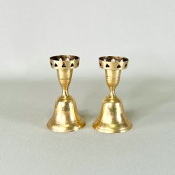 Messing lysestage - klokke (omvendt hjerte)