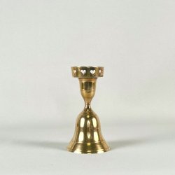 Messing lysestage - klokke m/hjerter