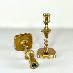 Messing lysestagepar - vintage, patineret