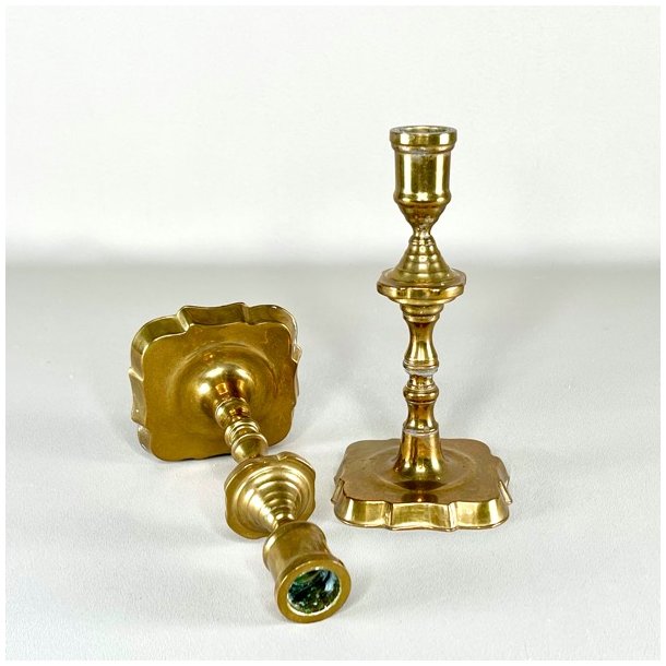 Messing lysestagepar - vintage, patineret