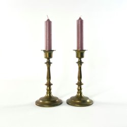 Messing lysestagepar - patineret, H16,5 cm