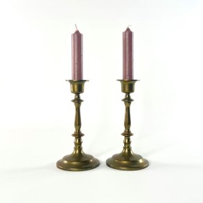 Messing lysestagepar - patineret, H16,5 cm