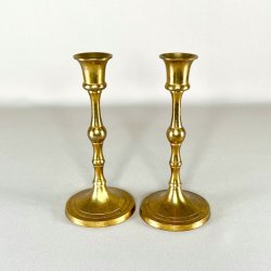 Messing lysestagepar - patineret