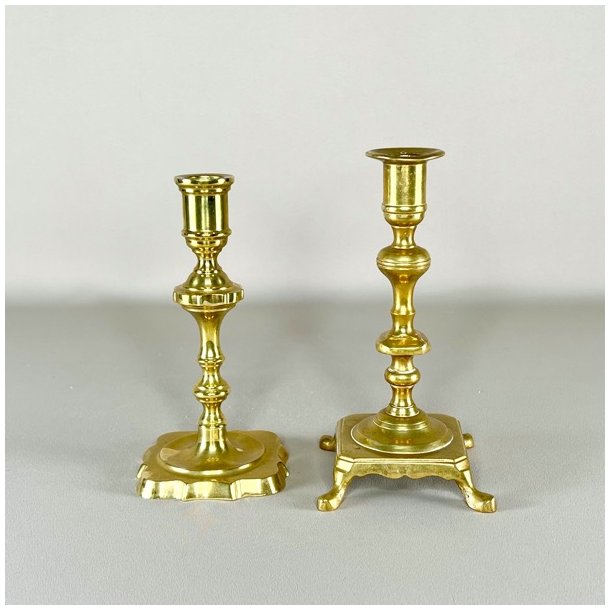 Messing lysestager - assorterede m/patina 