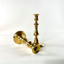 Messing lysestagepar - kraftig H21 cm