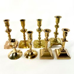 Messing lysestager - assorterede m/patina 