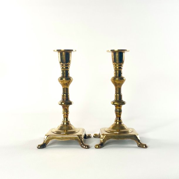 Messing lysestagepar - p� f�dder H18 cm