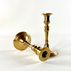 Messing lysestagepar - malm H15,5 cm