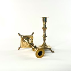 Messing lysestagepar - p� f�dder H18 cm