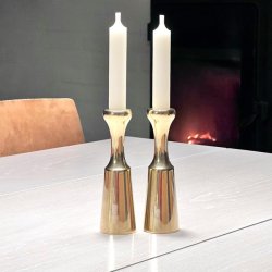 Messing lysestagepar - konisk form