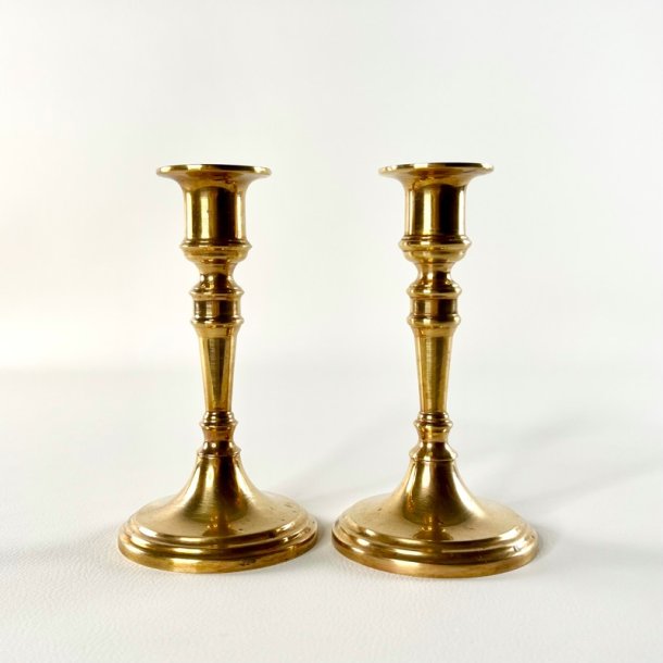 Messing lysestagepar - malm H15,5 cm