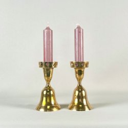 Messing lysestage - klokke m/hjerter