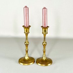 Messing lysestagepar - patineret