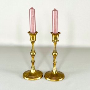 Messing lysestagepar - patineret