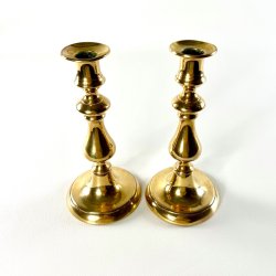 Messing lysestagepar - kraftig H21 cm