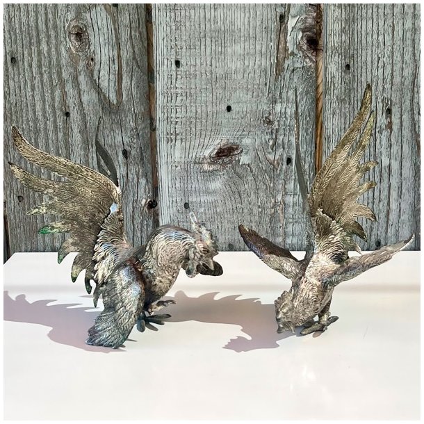 Hanefigur - vintage fransk par af hanekyllinger