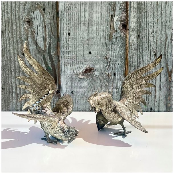 Hanefigur - vintage fransk par af hanekyllinger