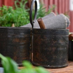 ReUSED bestikholder i metal - dobbelt, brun/rust