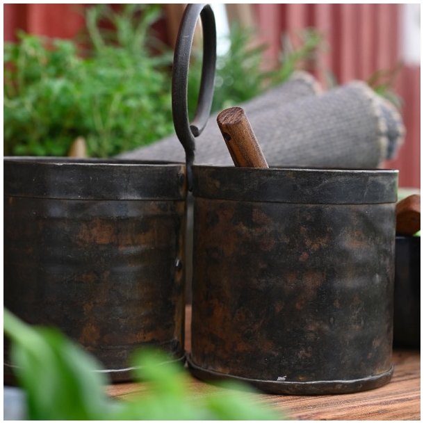 ReUSED bestikholder i metal - dobbelt, brun/rust