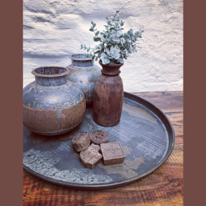 Rund jernbakke med patina �55 cm