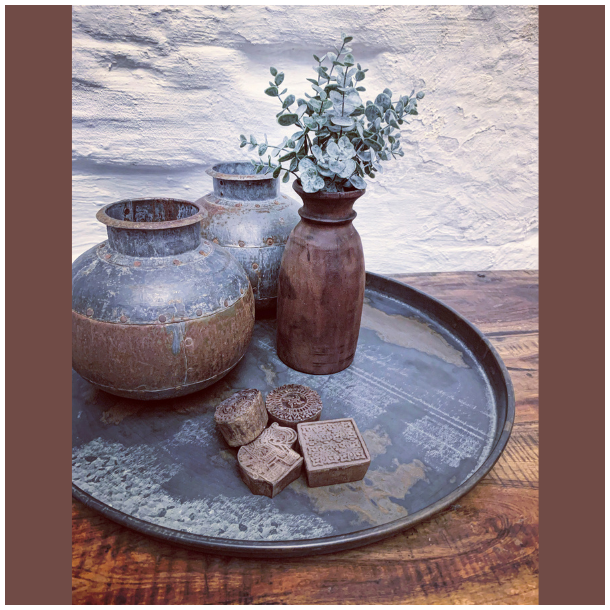 Rund jernbakke med patina �55 cm