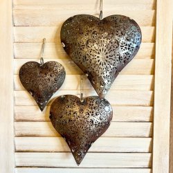 Hjerter i metal (st a' 3 stk samlet) 