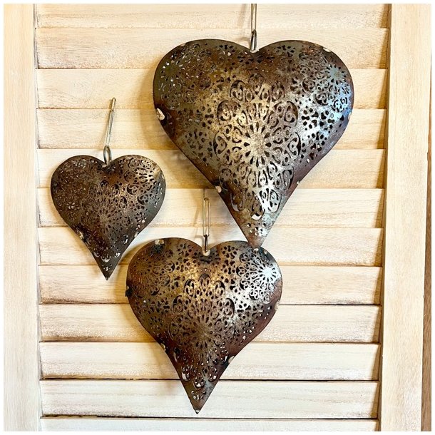 Hjerter i metal (st a' 3 stk samlet) 