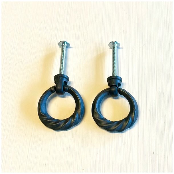 Mbelgreb - hngegreb, snoet ring, sort metal 