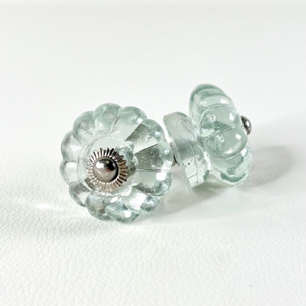 M�belknop - glas, riller og s�lv 