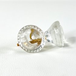 M�belknop - glas, rund m/prikket kant