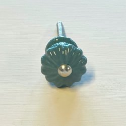 Mbelknop - porceln, gr m/riller