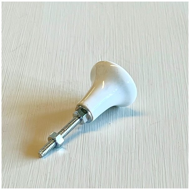 Mbelknop - hvid porceln m/mnster